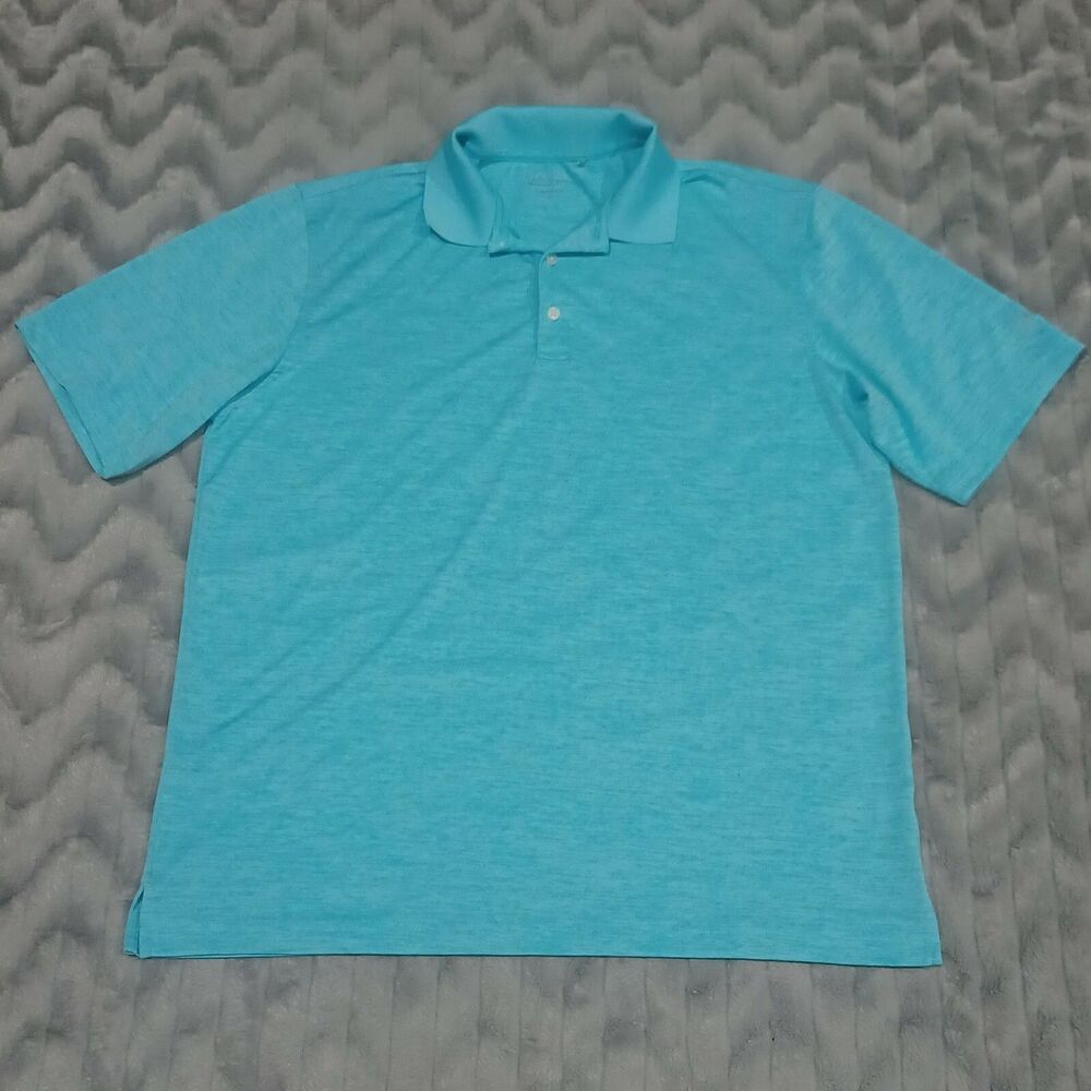 Walter Hagen Mens Size L Light Blue Short Sleeve Polyester Polo Shirt